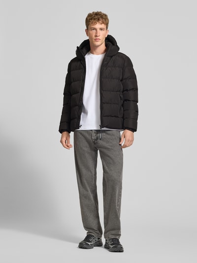 Superdry Kurtka pikowana z wyhaftowanym logo i kapturem Czarny 1
