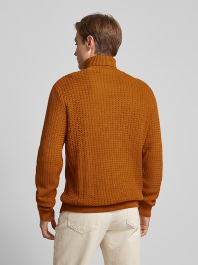 SELECTED HOMME Rollkragenpullover mit Strukturmuster Modell 'ZIG' Orange 5