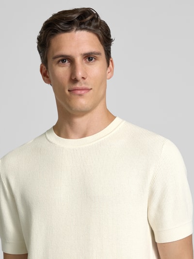 JAKE*S STUDIO MEN T-shirt met ribboorden, model 'CASPER' Offwhite - 3