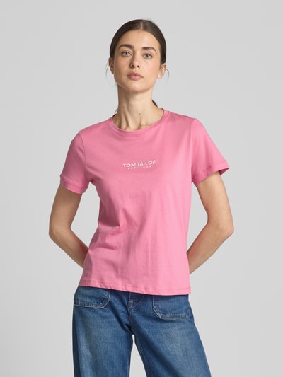 Tom Tailor Regular Fit T-Shirt aus reiner Baumwolle Pink 4