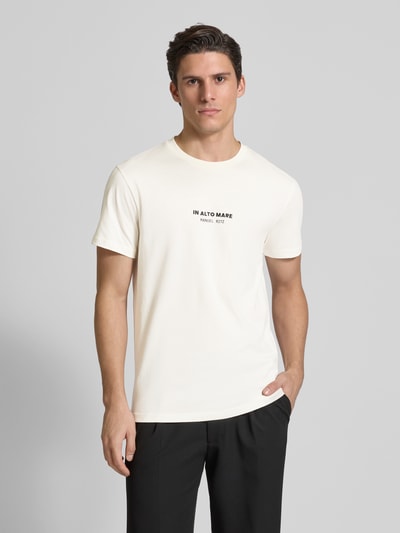 Manuel Ritz T-Shirt mit geripptem Rundhalsausschnitt Offwhite 4