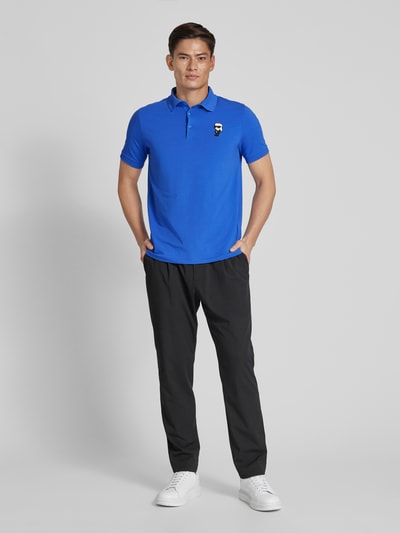 Karl Lagerfeld Slim fit poloshirt met labelpatch Koningsblauw - 1