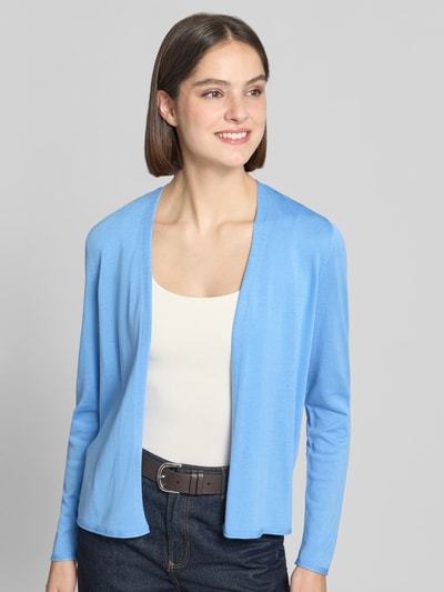 Vrouwenmodel draagt Regular Fit Cardigan uit katoen- en viscosemix van s.Oliver RED LABEL, look: effen, zonder sluiting, ronde hals, knitwear, lange mouw, rolzoom, geheel van voren te zien