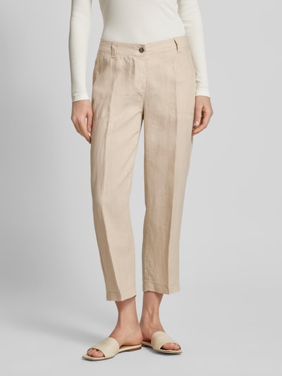 MAC Regular Fit Leinenhose mit verkürztem Schnitt Modell 'Nora' Beige 4