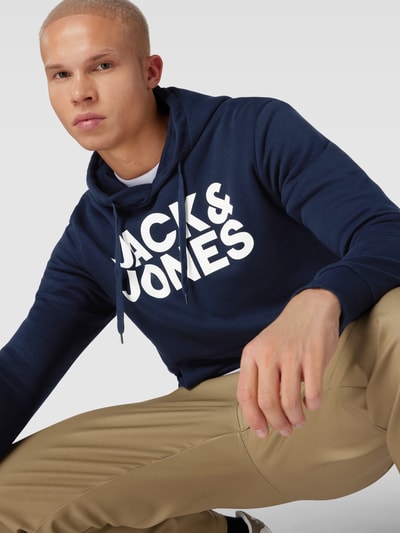 Jack & Jones Bluza z kapturem i detalem z logo model ‘ECORP’ Ciemnoniebieski 3