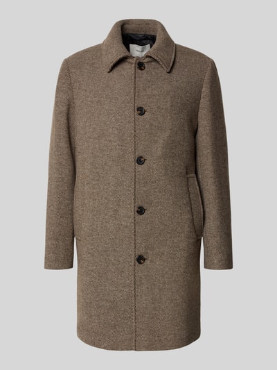 SELECTED HOMME Regular fit lange wollen jas met platte kraag, model 'ARCHIVE' Lichtbruin - 2