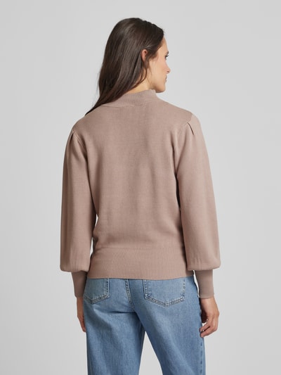 YAS Gebreide pullover met opstaande kraag, model 'FONNY' Taupe - 5