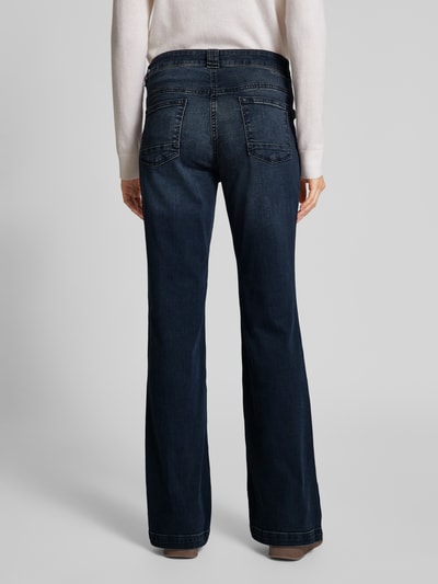 MAC Flared Fit Jeans aus reiner Viskose mit Cargotaschen Dunkelblau 5