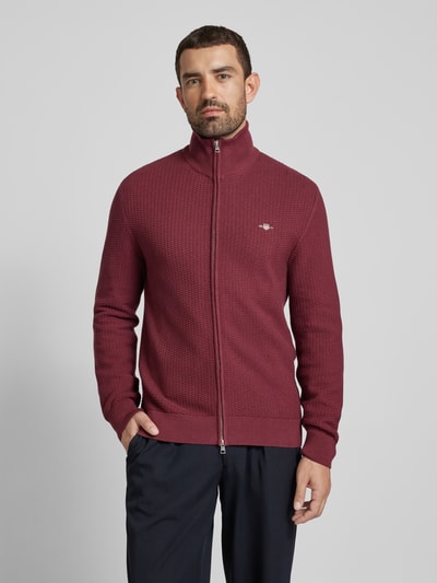 Gant Cardigan met structuurmotief Bordeaux - 4