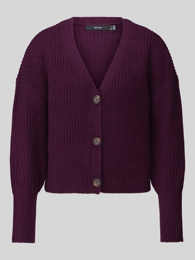 VERO MODA Oversized Strickjacke mit V-Ausschnitt Modell 'LEA' Dunkelrot 2