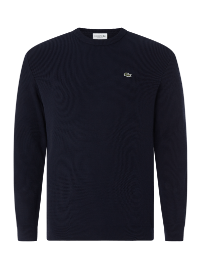 Lacoste Sweter z mieszanki bawełny Granatowy 2