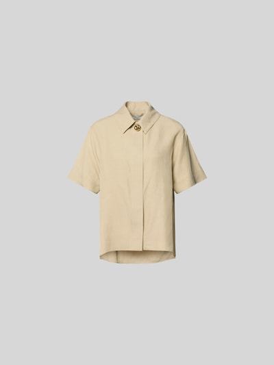 Produktfoto, Hemdbluse aus Viskose-Leinen-Mix von Joseph in Beige, Regular-Fit, Hemdblusenkragen, Zier-Applikation, kurzärmeliges Design.