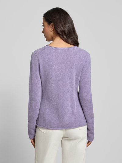 Tommy Hilfiger Sweter z dzianiny o kroju slim fit z czystej wełny Jasnofioletowy 5