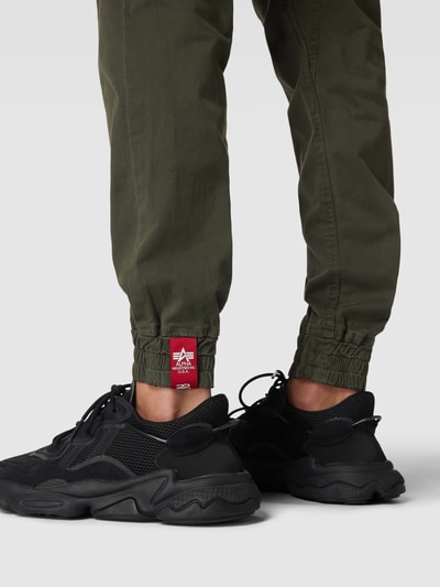 Alpha Industries Cargobroek met labeldetails, model 'Twill' Zwart - 3