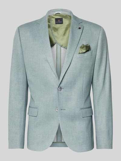 Produktfoto, marynarka na 2 guziki Slim Fit 2-Knopf-Sakko mit Pattentaschen Modell 'Nick' von Zuitable, krój slim fit, mieszanka bawełny, kołnierz z połami, kieszenie z patką, długość tyłu w rozmiarze 50: 71 cm, szerokość w rozmiarze 50: 45 cm, długość rękawów w rozmiarze 50: 67 cm, miętowy odcień, lekka faktura, nowoczesny design