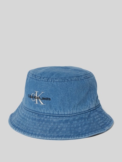 CK Calvin Klein Czapka typu bucket hat z detalem z logo Jeansowy niebieski 1