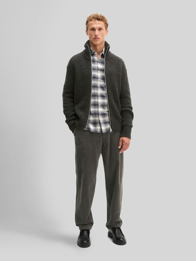 Marc O'Polo Strickjacke aus Schurwolle mit Stehkragen Dunkelbraun 1