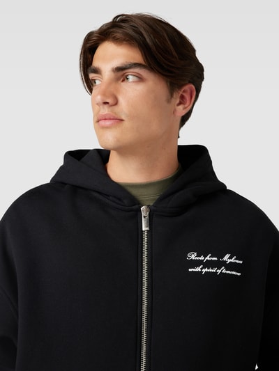 PEQUS Sweatjacke aus Baumwolle mit Statement-Print Modell 'Mykonos' Black 3