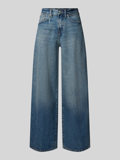 Produktfoto, Barrel Jeans aus reiner Baumwolle Modell 'TAYLOR' von ONLY, mittleres Blau mit Waschung, weites Bein, Damen Barrel Jeans von ONLY
