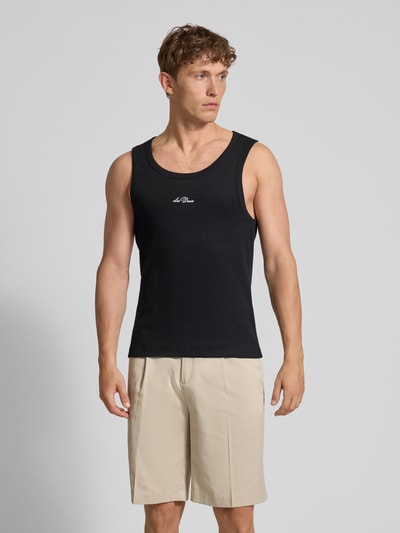 Les Deux Tanktop mit Label-Stitching Modell 'Arthur' Black 4