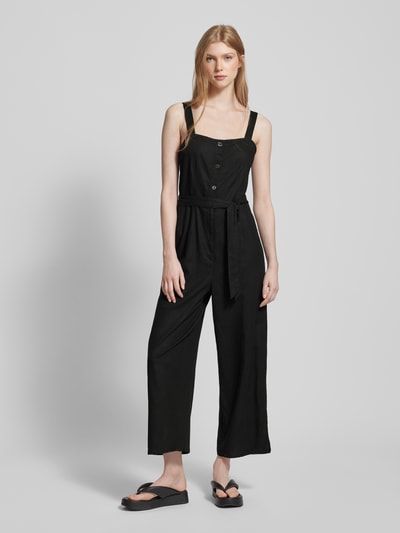 Only Jumpsuit van een mix van linnen en viscose, model 'CARO' Zwart - 4