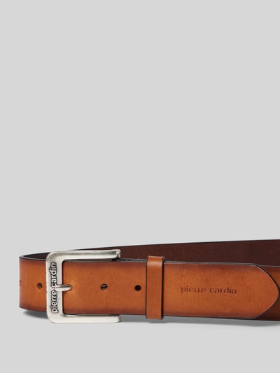 Pierre Cardin Ledergürtel mit Label-Applikation Modell 'Jeanser Used' Cognac 2