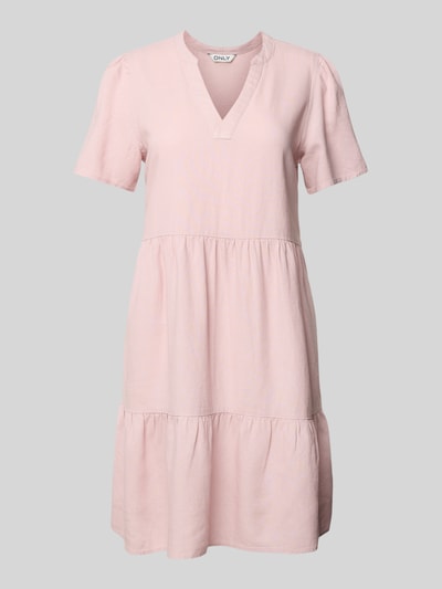 Only Comfort Fit Freizeitkleid aus Viskose-Leinen-Mix Modell 'TIRI-CARO' Rosa 2
