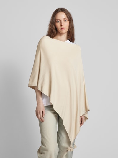 comma Cape in unifarbenem Design mit Bommeln Sand 4