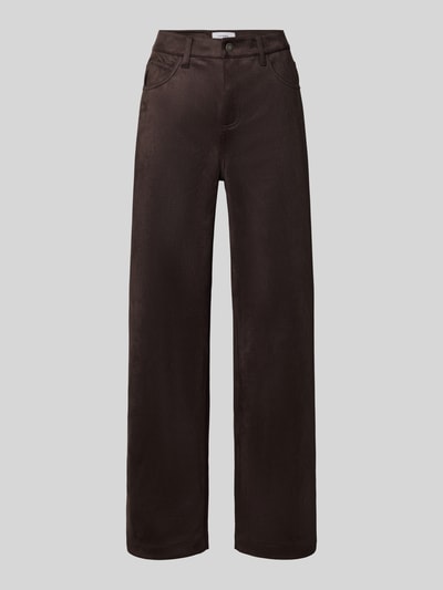 Produktfoto, Hose mit Eingrifftaschen von COMMA in Dunkelbraun, Regular Fit, Material-Mix mit Stretch-Anteil, glatte Oberfläche, frontal vor grauem Hintergrund