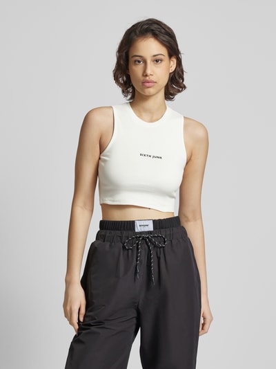 Sixth June Cropped Tanktop in Ripp-Optik Weiss 4