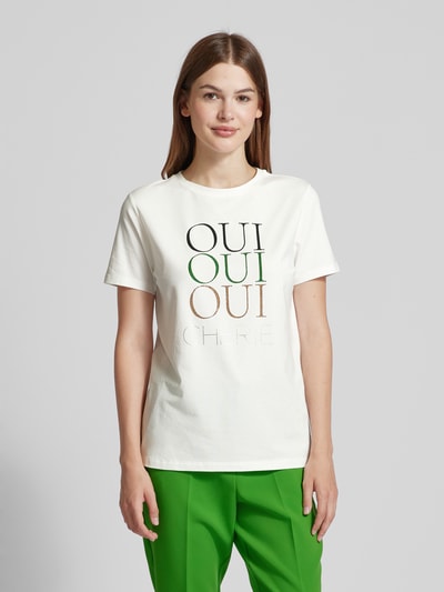 comma T-Shirt mit Statement-Print Offwhite 4