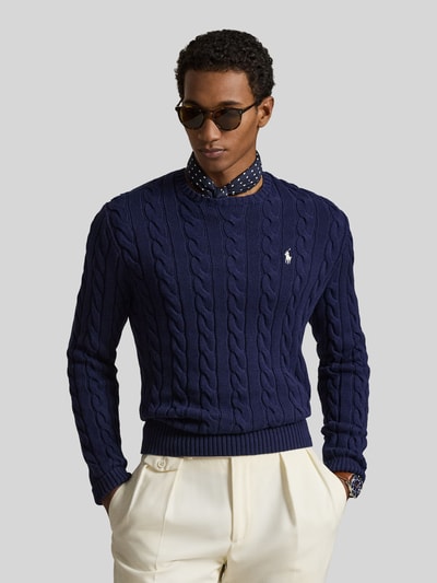 Polo Ralph Lauren Regular Fit sweter dzianinowy z czystej bawełny Granatowy 4