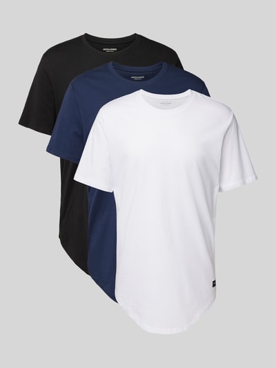 Jack & Jones T-Shirt mit Label-Patch Modell 'NOA' im 3er-Pack Weiss 1