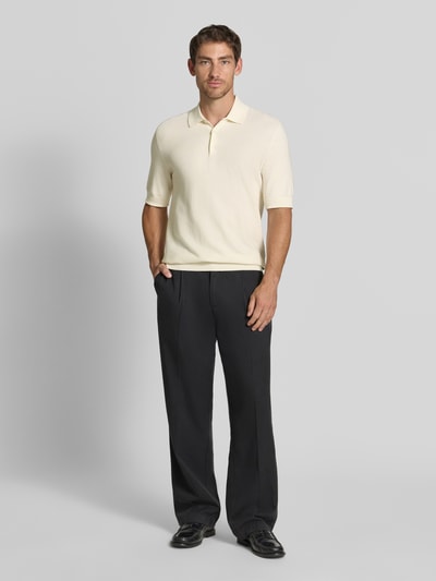 Matinique Slim fit poloshirt van katoenmix in tricotlook Offwhite - 1