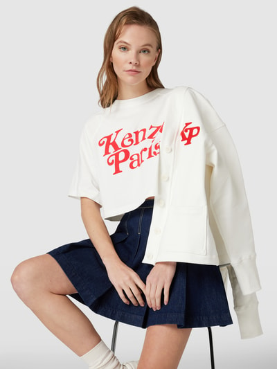 Kenzo Cropped T-Shirt mit Label-Print Offwhite 3