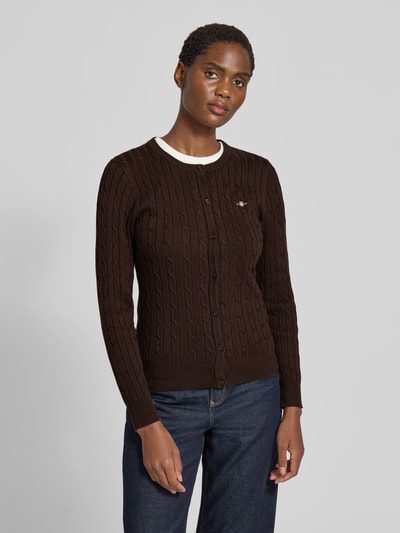 Gant Strickcardigan mit Zopfmuster Mittelbraun 4