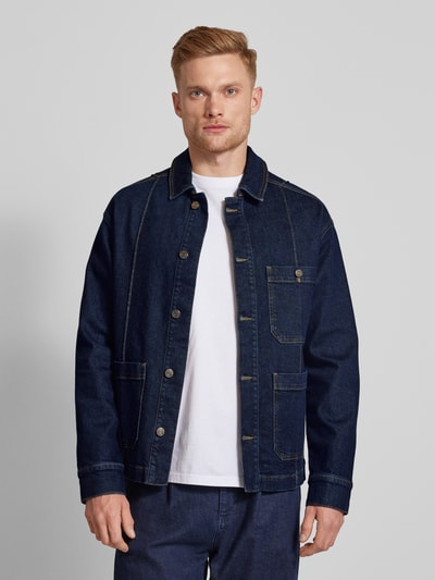 Thinking Mu Jeansjack met kentkraag Blauw - 4