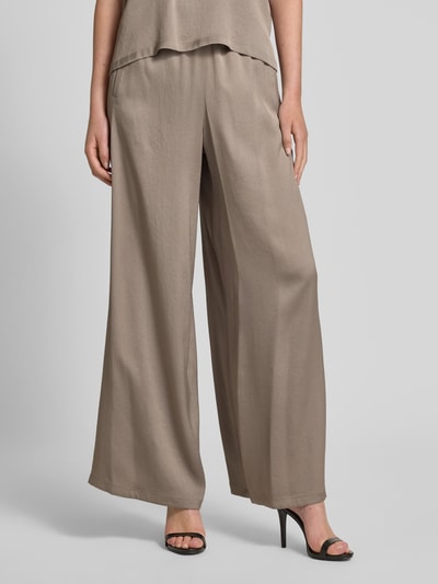 Drykorn Broek met wijde pijpen en elastische band, model 'CEILING' Taupe - 4