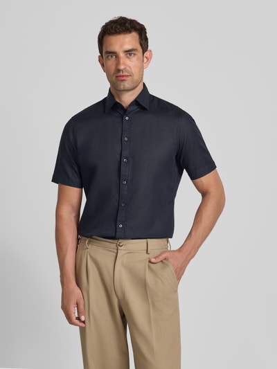 Jake*s Slim Fit Leinenhemd mit Knopfleiste Black 4