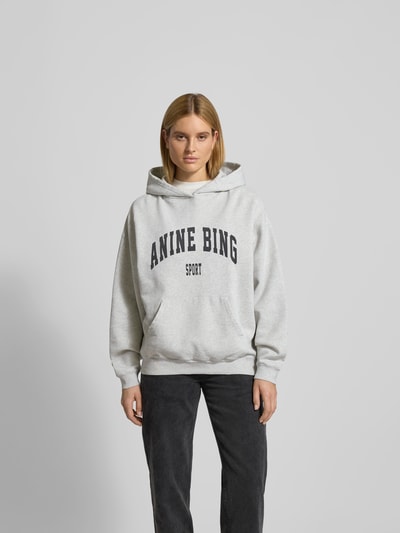 Anine Bing Oversized Hoodie mit Logo-Print Hellgrau Melange 4