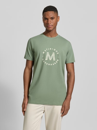 Matinique t-shirt z nadrukiem z logo model 'Jeramy' Trzcinowy 4