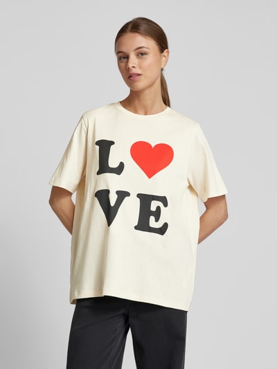 Vero Moda Loose Fit T-Shirt mit Statement Print Modell 'VALERIE' Offwhite 4