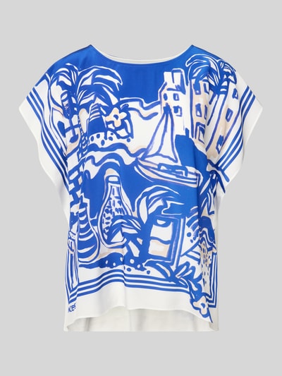 Marc Cain Relaxed fit zijden blouse met ronde hals Koningsblauw - 2