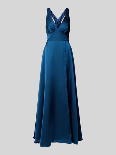 Luxuar Abendkleid mit tiefem V-Ausschnitt Dunkelblau 2