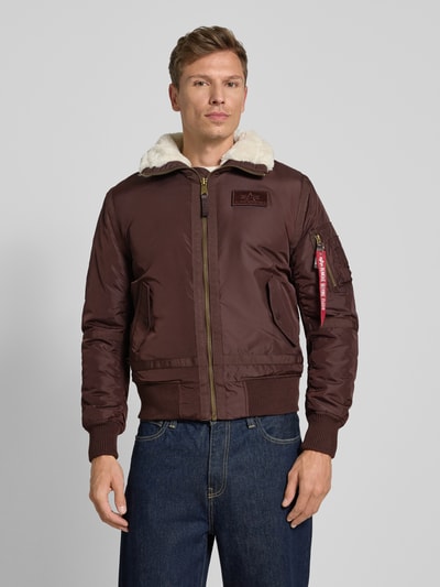 Alpha Industries Bomberjacke mit Reißverschluss und Label-Patch Mittelbraun 4