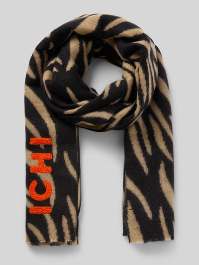 ICHI Schal mit Label-Schriftzug Modell 'IALEANE' Black 1