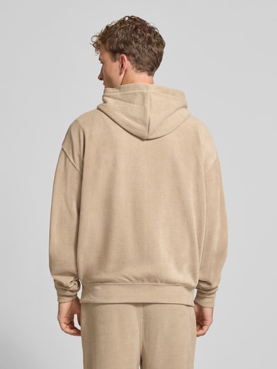 PEGADOR Oversized Fit Sweatjacke mit Label-Detail Modell 'Mezzano' Beige 5