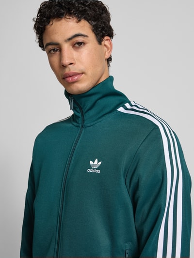 adidas Originals Slim Fit Trainingsjacke mit Logo-Stitching Modell 'Classic' Dunkelgruen 3