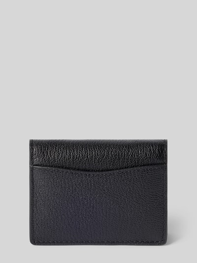 Produktfoto, Portemonnaie aus echtem Leder Modell 'HAMILTON' von MICHAEL Michael Kors, schwarzes Strukturmuster, metallic Logo-Anhänger