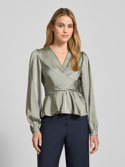 Neo Noir Bluzka z długim rękawem i dekoltem w serek Trzcinowy 4